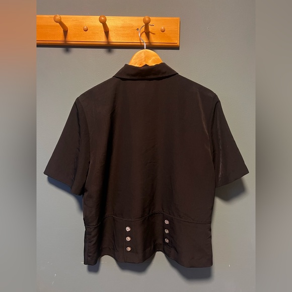 Black Peter Pan Collar Vintage Button Tee | Women’s Large - Picture 3 of 3